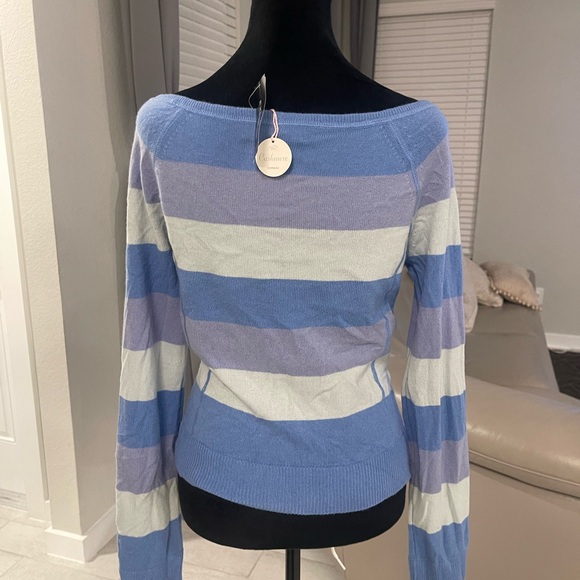 NWT Y2K Express 100% cashmere off the shoulder long sleeves sweater top M - Picture 2 of 5